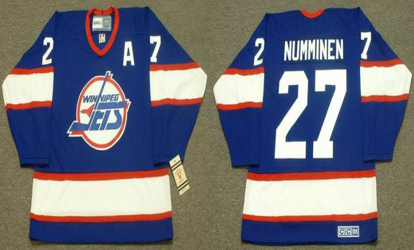 2019 Men Winnipeg Jets #27 Numminen blue CCM NHL jersey->winnipeg jets->NHL Jersey